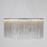 Led Chain Fringe Chandelier - Modern Metal Pendant Light For Living Room Silver / 15.5’