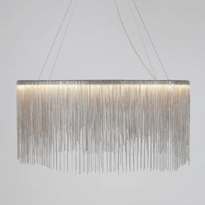 Led Chain Fringe Chandelier - Modern Metal Pendant Light For Living Room Silver / 15.5’