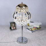 Led Chrome Crystal Globe Table Lamp With Dimmer - Modern Style Clear/Champagne Clear