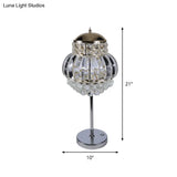 Led Chrome Crystal Globe Table Lamp With Dimmer - Modern Style Clear/Champagne