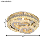 Led Chrome Heart Ceiling Light Fixture - Simplicity Crystal Block Flush Mount