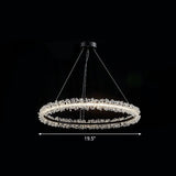 Led Circle Chandelier With Crystal Beads - Elegant Living Room Pendant Light Black / 19.5’