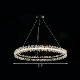 Led Circle Chandelier With Crystal Beads - Elegant Living Room Pendant Light Black / 27.5’