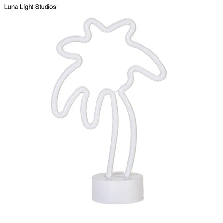 Led Coconut Tree Table Lamp With Simplistic White Night Lighting For Kids Room