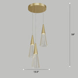 Led Cone Multi Pendant Ceiling Light - Modern Novelty Suspension For Dining Room 3 / Gold Round