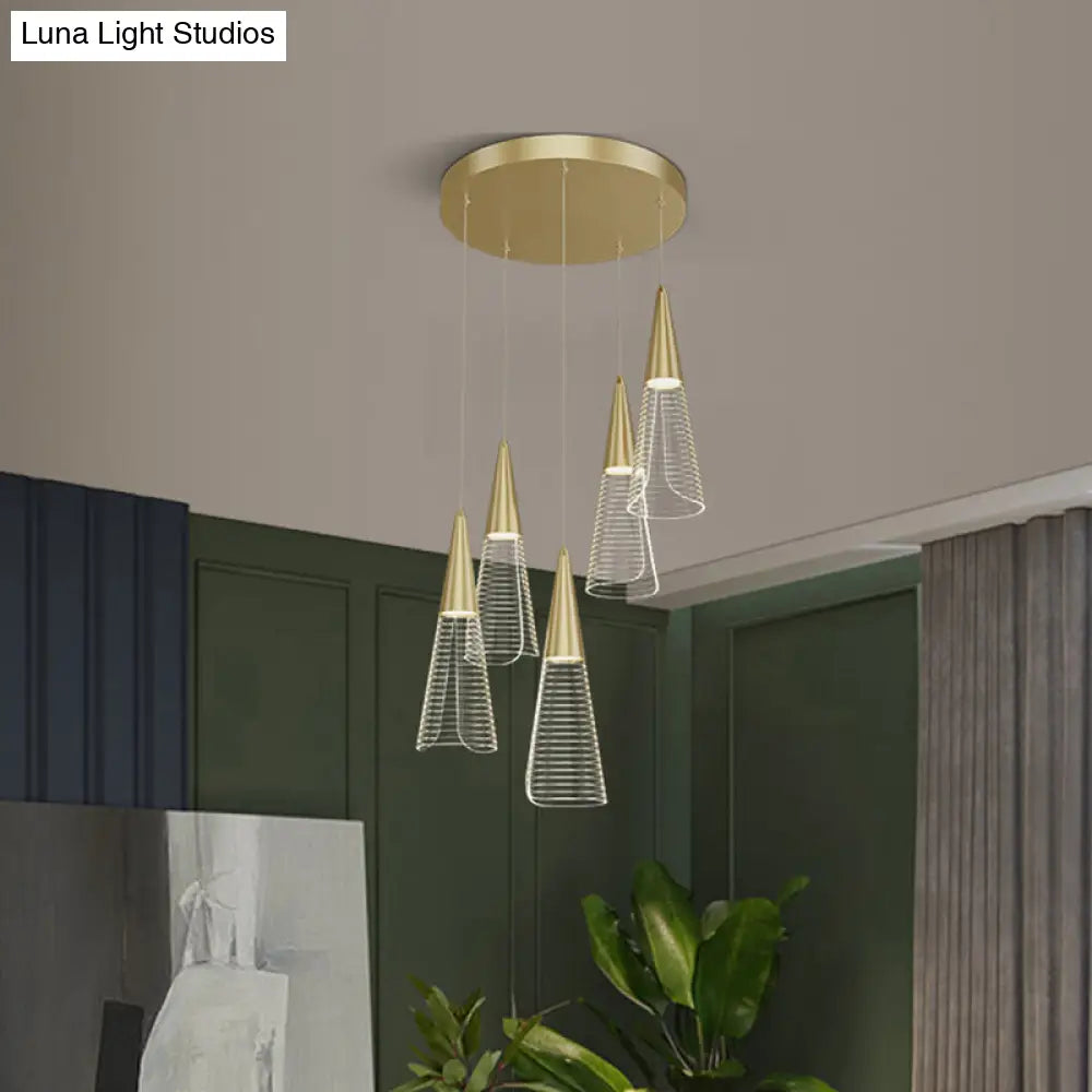Led Cone Multi Pendant Ceiling Light - Modern Novelty Suspension For Dining Room