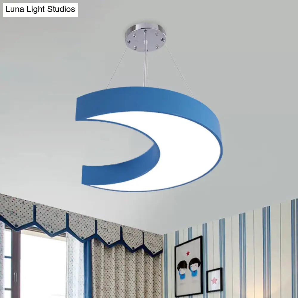 Led Corridor Ceiling Chandelier In Creative Yellow/Blue With Crescent Acrylic Shade