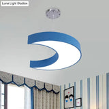 Led Corridor Ceiling Chandelier In Creative Yellow/Blue With Crescent Acrylic Shade