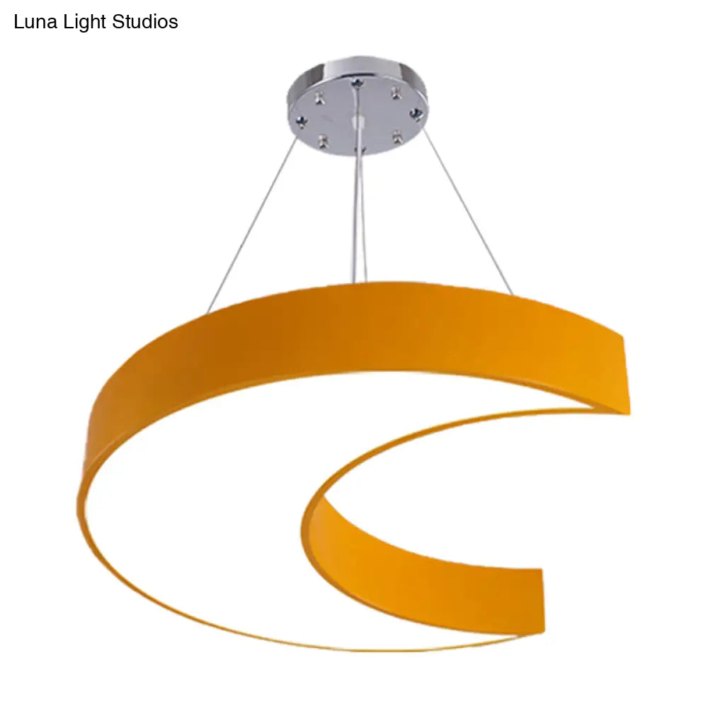 Led Corridor Ceiling Chandelier In Creative Yellow/Blue With Crescent Acrylic Shade