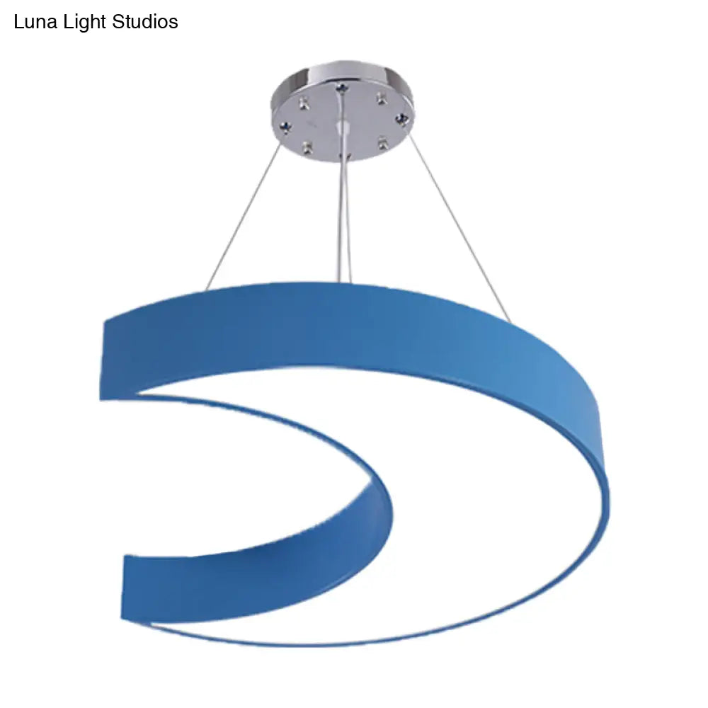 Led Corridor Ceiling Chandelier In Creative Yellow/Blue With Crescent Acrylic Shade