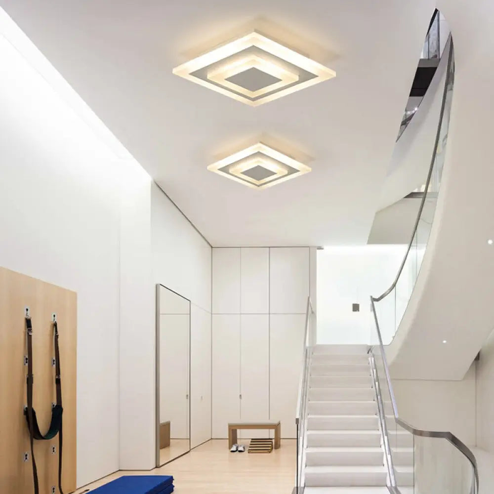 Led Corridor Ceiling Lamp - Modern Flushmount Lighting In White/Coffee With Warm/White/Natural