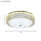 Led Crystal Bead Flushmount Lamp For Foyer - Modernist Circle Design 16’/19.5’ Wide