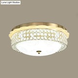 Led Crystal Bead Flushmount Lamp For Foyer - Modernist Circle Design 16’/19.5’ Wide