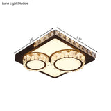 Led Crystal Block Ceiling Light In Black - Simple Flush Mount Design