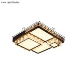 Led Crystal Block Ceiling Light In Black - Simple Flush Mount Design