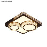 Led Crystal Block Ceiling Light In Black - Simple Flush Mount Design