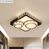 Led Crystal Block Ceiling Light In Black - Simple Flush Mount Design