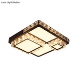 Led Crystal Block Ceiling Light In Black - Simple Flush Mount Design