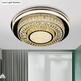Led Crystal Block Round Flushmount Ceiling Light In Chrome Finish