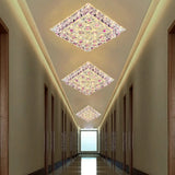 Led Crystal Block Square Flush Mount Fixture For Corridor Purple