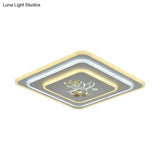 Led Crystal Ceiling Lamp Modern Flush Mount Lighting In White - Round/Square Design