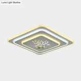 Led Crystal Ceiling Lamp Modern Flush Mount Lighting In White - Round/Square Design