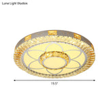 Led Crystal Ceiling Light Flush-Mount Fixture - Modern Chrome With Clear Inlaid Diamond/Flower/Star