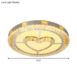 Led Crystal Ceiling Light Flush-Mount Fixture - Modern Chrome With Clear Inlaid Diamond/Flower/Star