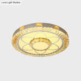 Led Crystal Ceiling Light Flush-Mount Fixture - Modern Chrome With Clear Inlaid Diamond/Flower/Star