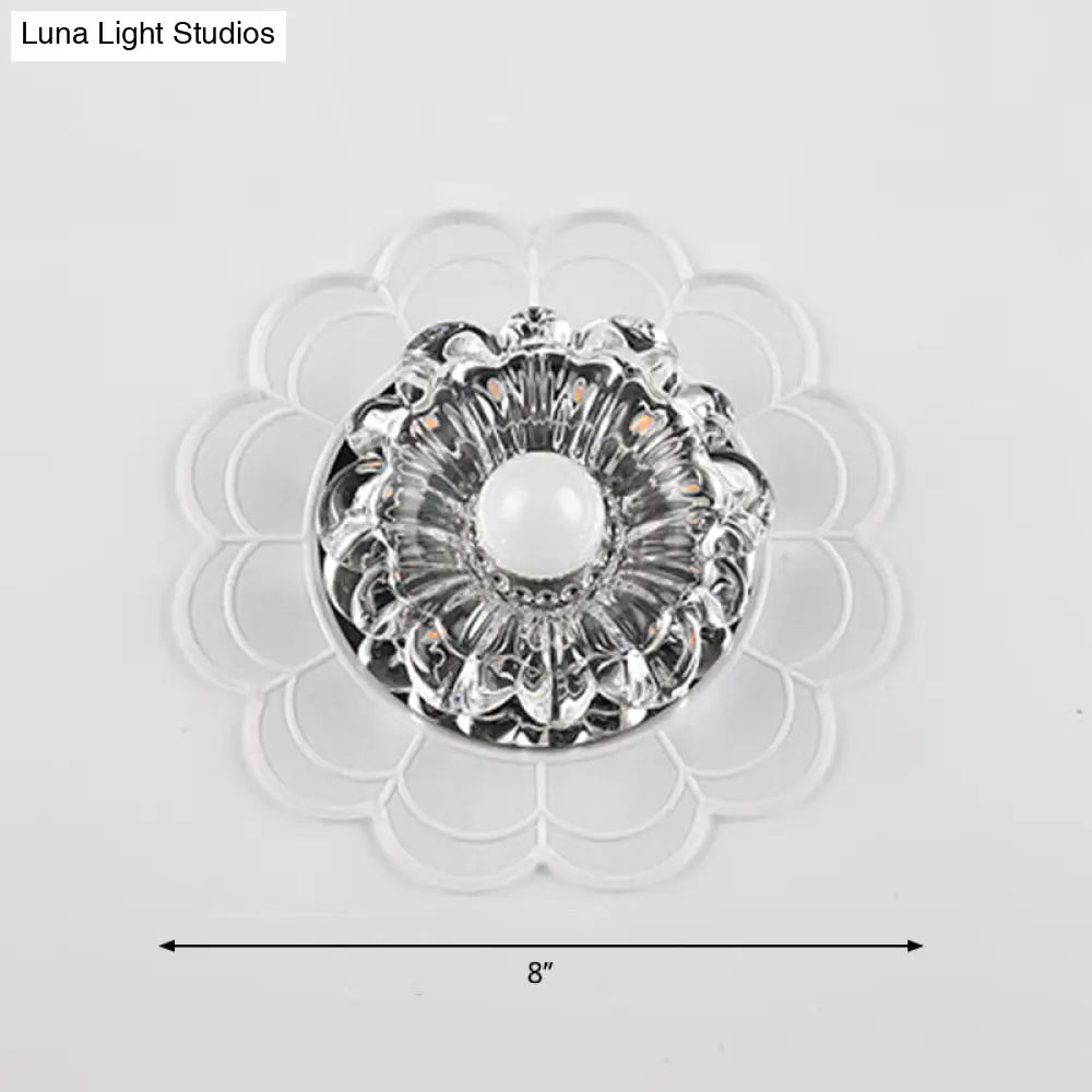 Led Crystal Corridor Ceiling Light - Flower Shade Flush Mount