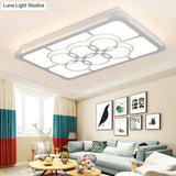 Led Crystal Flush Mount Lamp: Simple Rectangle Design | White 3 Color Light Remote Control Stepless