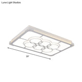 Led Crystal Flush Mount Lamp: Simple Rectangle Design | White 3 Color Light Remote Control Stepless