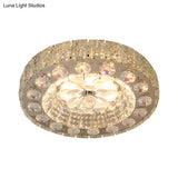 Led Crystal Flushmount Ceiling Lamp With Faceted Clear Blocks - Modern Nickel Finish For Corridors