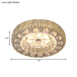 Led Crystal Flushmount Ceiling Lamp With Faceted Clear Blocks - Modern Nickel Finish For Corridors