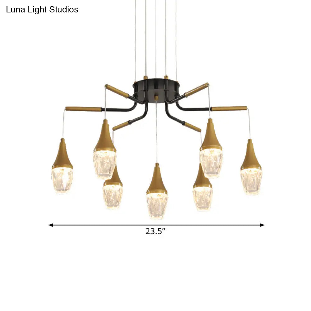 Led Crystal Raindrop Chandelier - Postmodern Burst Design Gold 7/13/16