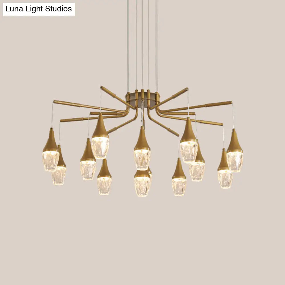 Led Crystal Raindrop Chandelier - Postmodern Burst Design Gold 7/13/16