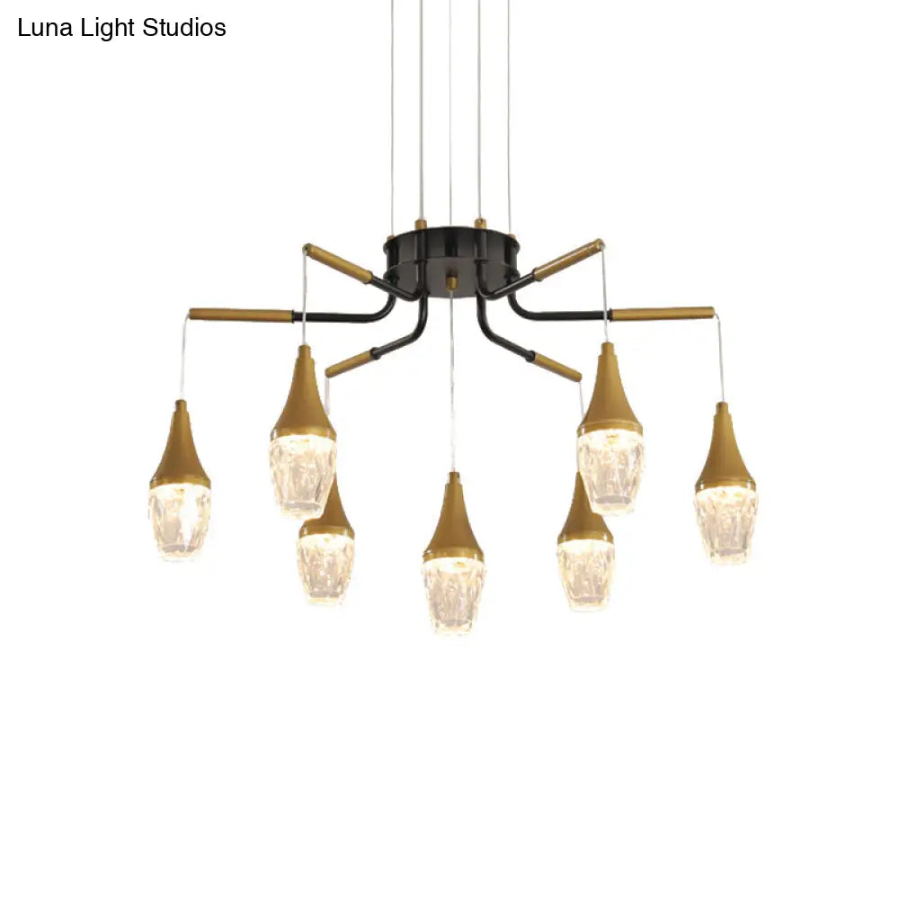 Led Crystal Raindrop Chandelier - Postmodern Burst Design Gold 7/13/16