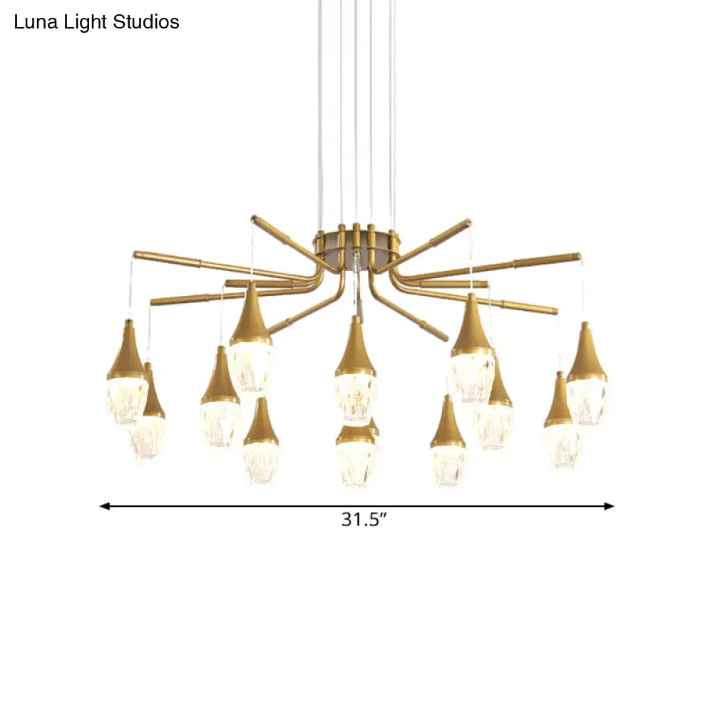 Led Crystal Raindrop Chandelier - Postmodern Burst Design Gold 7/13/16