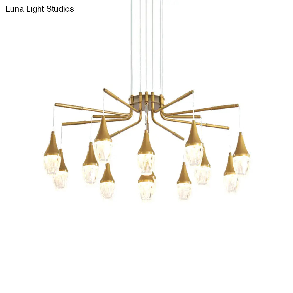 Led Crystal Raindrop Chandelier - Postmodern Burst Design Gold 7/13/16