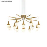 Led Crystal Raindrop Chandelier - Postmodern Burst Design Gold 7/13/16