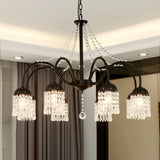 Led Crystal Tassel Chandelier - Country Style Hanging Light For Living Room