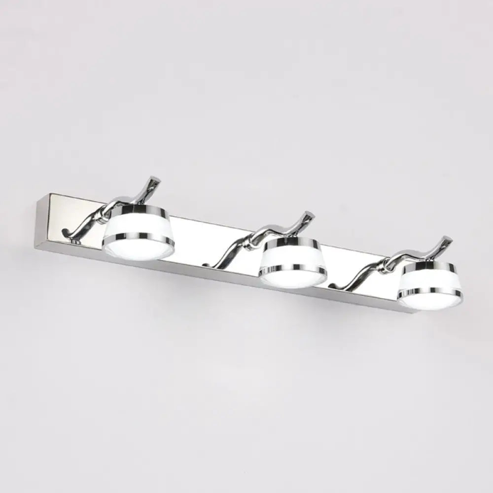 Led Crystal Vanity Mirror Lights - Modern Stainless Steel Bathroom Sconce 3 / Stainless-Steel White