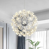Led Dandelion Chandelier: Crystal Flower Pendant Light For Living Room 32 / Chrome