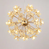 Led Dandelion Chandelier: Crystal Flower Pendant Light For Living Room 32 / Gold