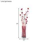 Led Decorative Aluminum Floor Reading Lamp - Twill Cylinder Style In Red/Gold With Bloom Design