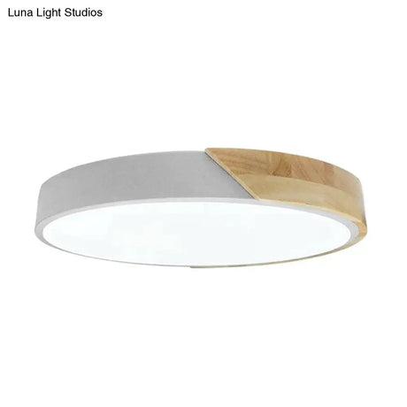 Led Discolor Ceiling Lamp Acrylic Wooden Round Multicolor 18W Surface Mounted Lighting Fixtures Gray