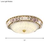 Led Dome Ceiling Lamp With Blossom Accent - White Milky Glass Flush Mount Sizes: 12’ 16’ 19.5