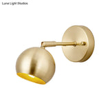 Led Dome Wall Sconce Traditional Brass Metal Vanity Light For Bathroom - 1/2/3 Bulb Options