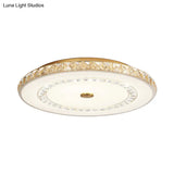 Led Doorway Flushmount Ceiling Light With Crystal Block Shade Modernist Chrome/Gold Finish - 16/19.5