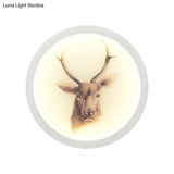 Led Elk Deer Acrylic Wall Mounted Light - Contemporary Style White Circular Design